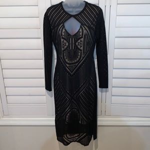 Long sleeve little  black dress sexy stretch size medium